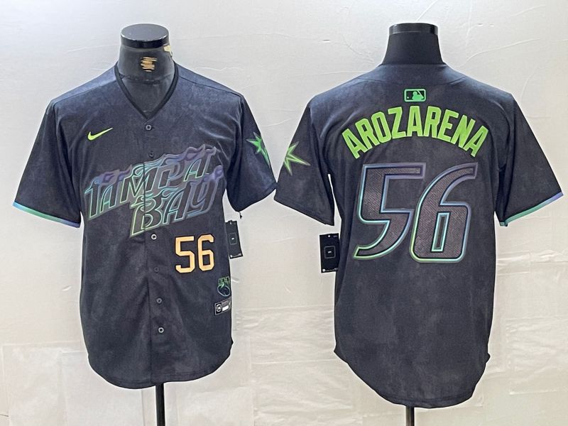 Men Tampa Bay Rays #56 Randy Arozarena Nike MLB Limited City Connect Black 2024 Jersey style 2